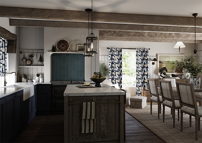 Archways, Navy - Made to Measure Curtains - Image 7